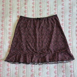 coquette pink and black hearts mini skirt